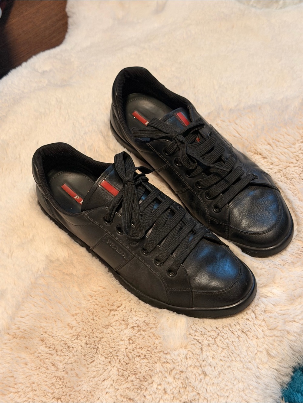 Prada Men’s Black Leather Casual Sneakers